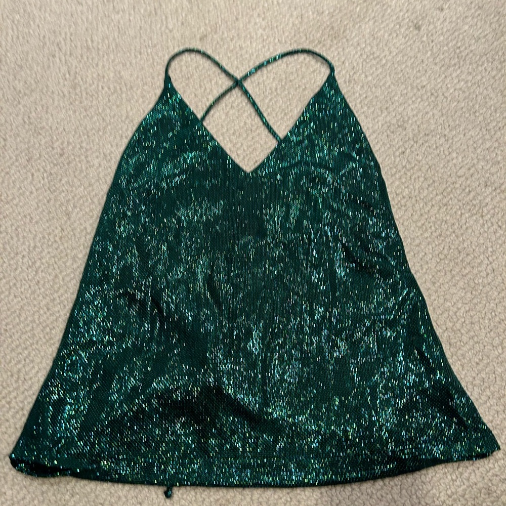 TOPSHOP Green and Blue Glitter Cami